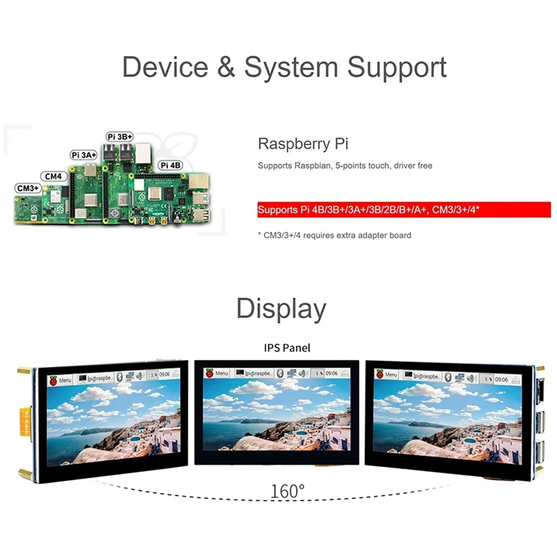 Waveshare 4.3 Inch DSI LCD Display For Raspberry Pi 4B/3B+/3A+/3B/2B/B+/A+ IPS Capacitive Touch Screen Monitor 800X4