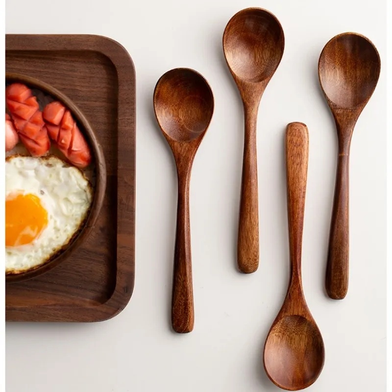 Wooden Spoon Kitchen Bar Supplies Four Piece Pack Creative Simple Soup Spoon Suitable for Honey Drinking Soup Drinking Coffee Reusable
