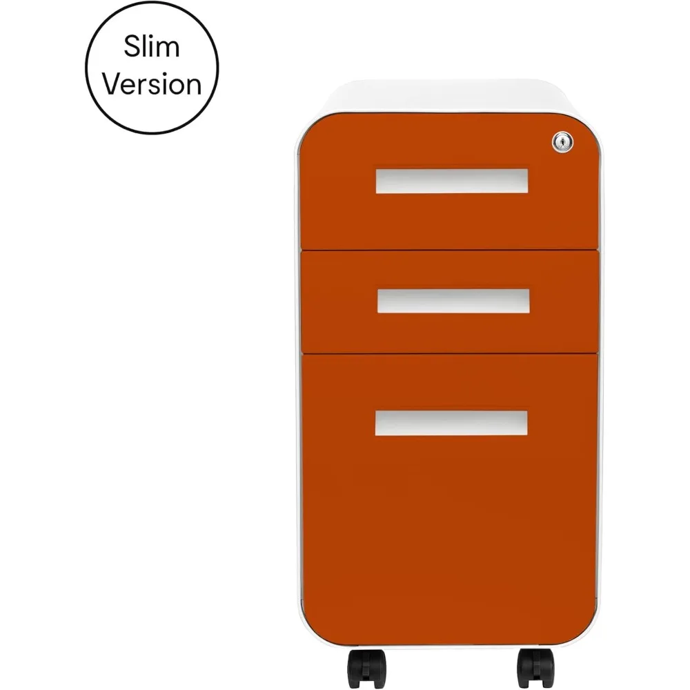 "compact 3-drawer mobile file cabinet with lock - under desk metal storage for legal/letter files, wheeled"