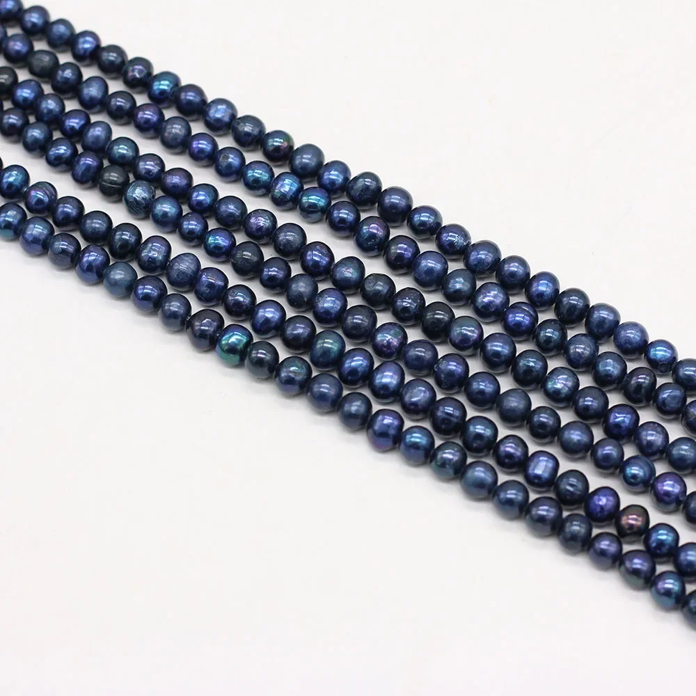 Natural Freshwater Pearl Black Round Beads Exquisite Loose Bead For Jewelry Making DIY Charms Bracelet Necklace Accessories 36cm