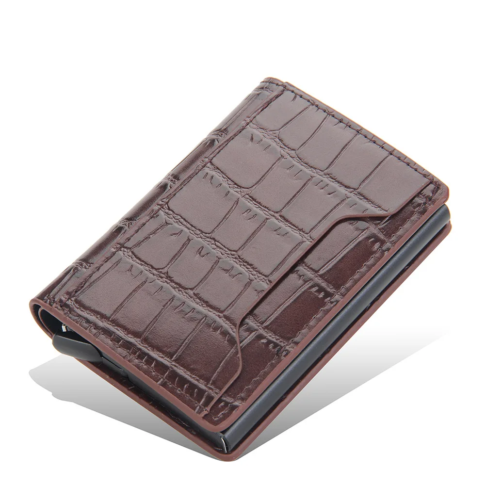 Men's card bag European and American RFID automatic card check card holder metal aluminum box wallet