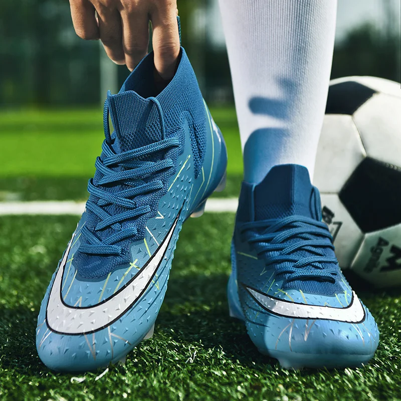Men's Football Shoes Professional Soccer Shoes Outdoor Non Slip Football Field Boots High Ankle Futsal Shoes Man