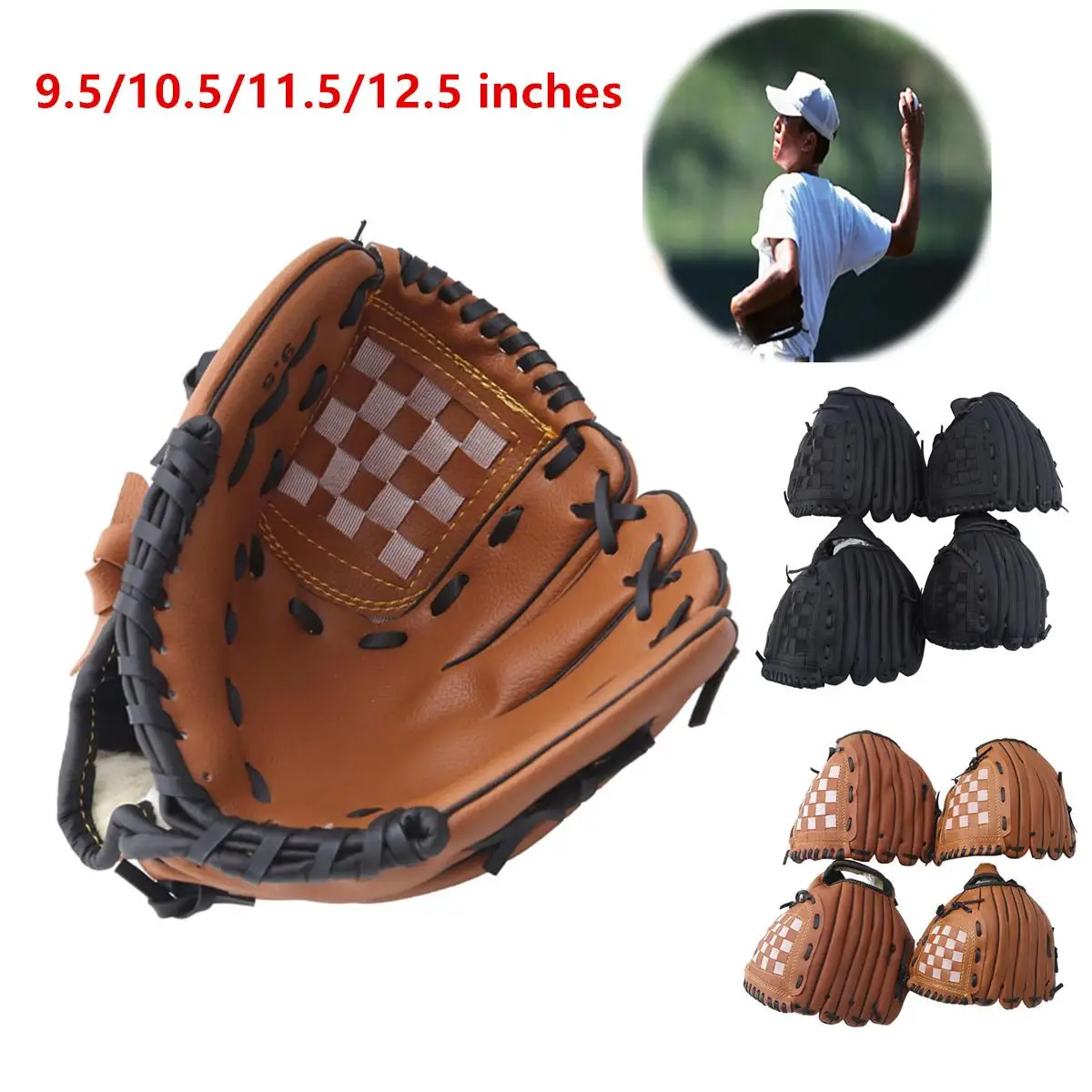Outdoor Sport Baseball Glove PU Leather Batting Gloves Softball Practice Equipment Baseball Training Competition Glove