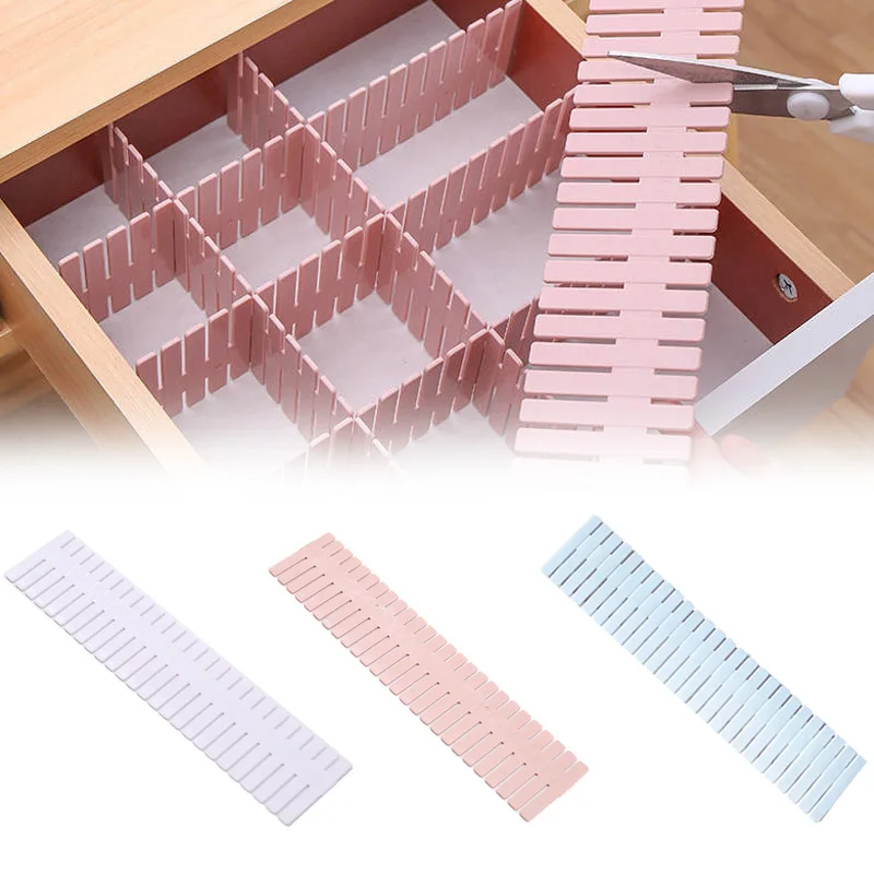 

4pcs Fence Type Drawer Partition Board Adjustable Freely Combine Sundries Organizer Space Saving Wardrobe Storage Drawer Divider