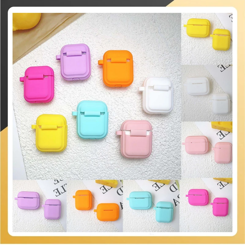 

Soft Silicone Colorful Classic Headphone Case For Air Pods Earphone Protective Case Charging Shell Simple Style Headset Cover