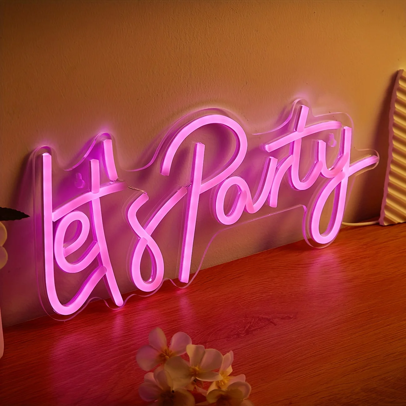 Let's Party Neon Sign, LED Neon Lights for Bedroom Wall Decor,Lights for Bachelorette Party, Engagement Party, Birthday Party