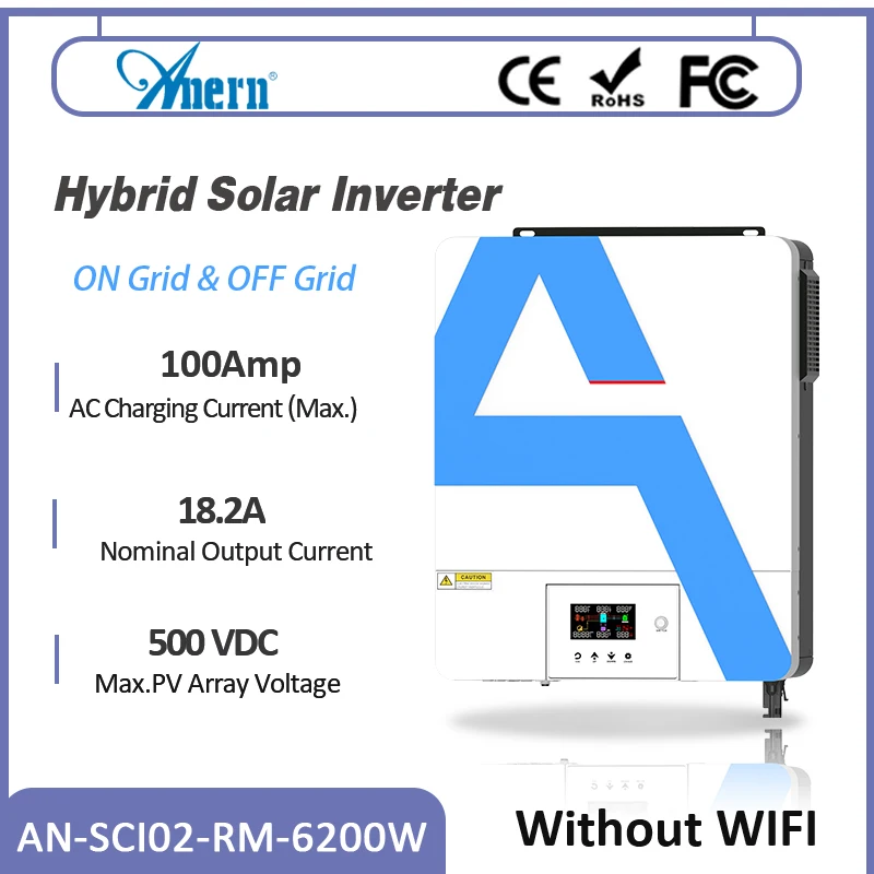 6200W 48VDC Solar Hybrid Inverter On/Off-Grid 120A MPPT Charger Controller