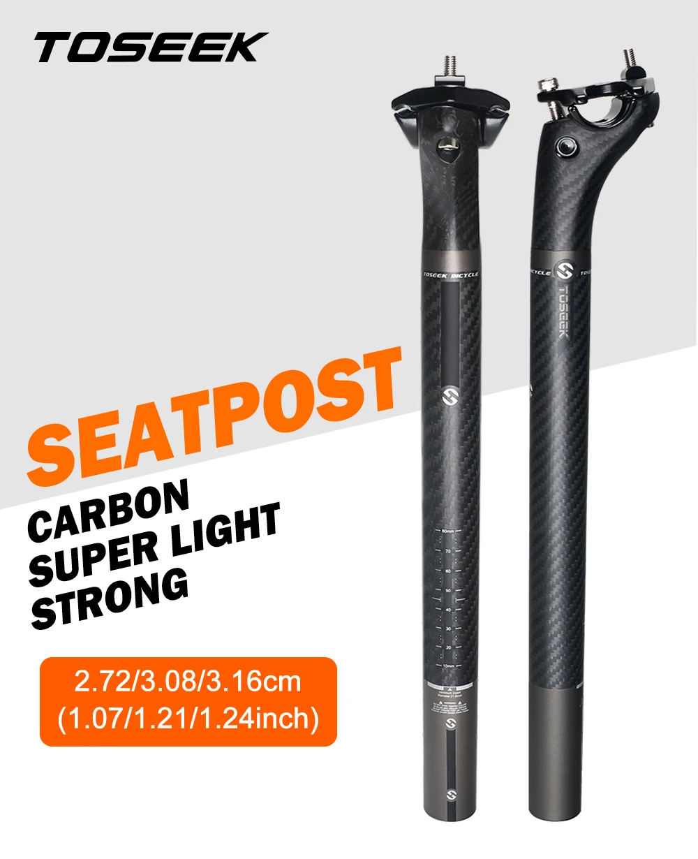 TOSEEK Sattelstütze Carbon 3K Weave Matt Offset 20mm 27.2/30.8/31.6mm Länge 350/400mm Fahrrad-Sattelstützenteile MTB Carbon Kanu – Detail 1
