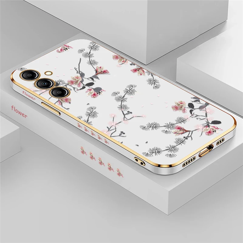 Elegant Floral Phone Case with Plating Finish