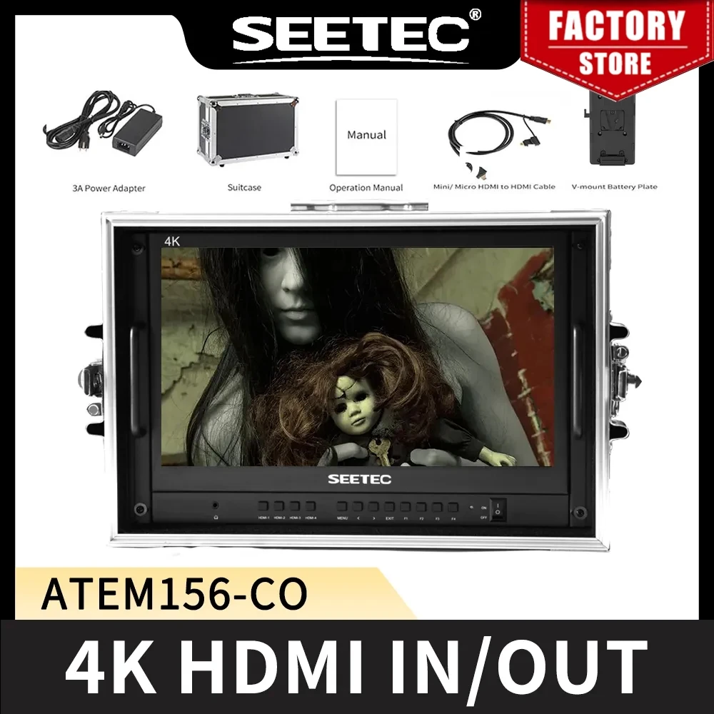 Seetec Atem156-Co 15.6 "4K Hdmi Multiview Portatile Carry-On Streaming Live Monitor Direttore Di Trasmissione Per Atem Mini Mixer Pro