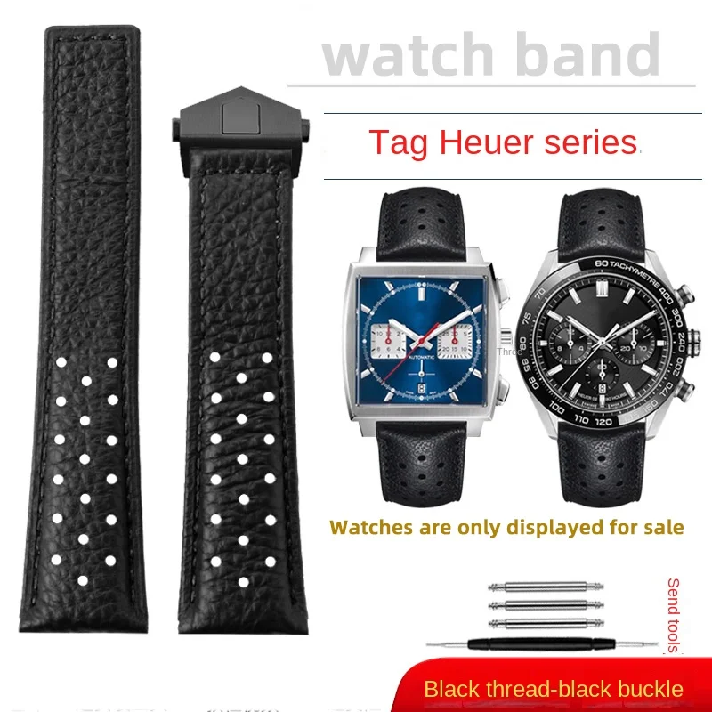 Premium 22mm Breathable Cowhide Leather Men's Watch Strap
