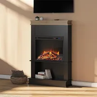 Mateo 30 Inch Electric Fireplace with Mantel and Shelf, Replaceable Fireplace Insert Heater, Freestanding, Remote Control, 1