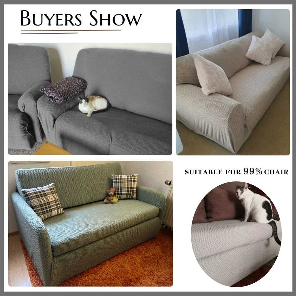 1/2/3/4 Seater Sofa Cover for Living Room Elastic Thick Jacquard Sofa Slipcover L-shaped Corner Armchair Couch Cover Need 2 3