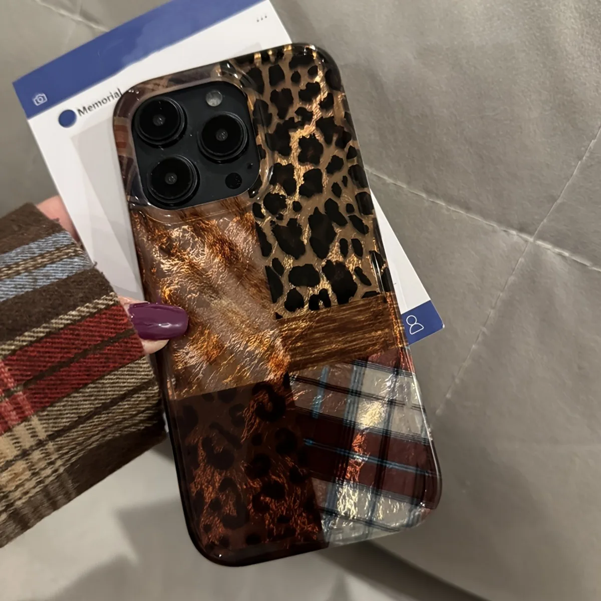 High-End Leopard Print and Tinfoil Design Phone Case Cover