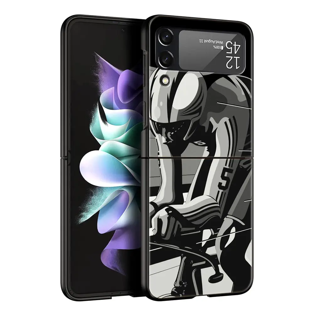 Mountain Bike Art Phone Case - Black Hard Folding Cover