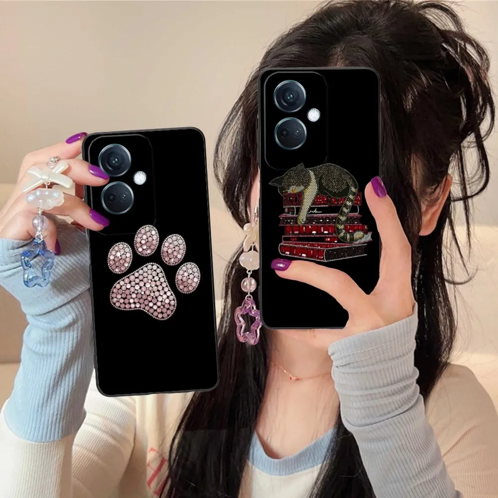 Shining Diamond Mobile Cell Phone Case For Oppo Find X5 X3 X2 A93 Reno 8 7 Pro A74 A72 A53 Black Soft Phone Cover Funda