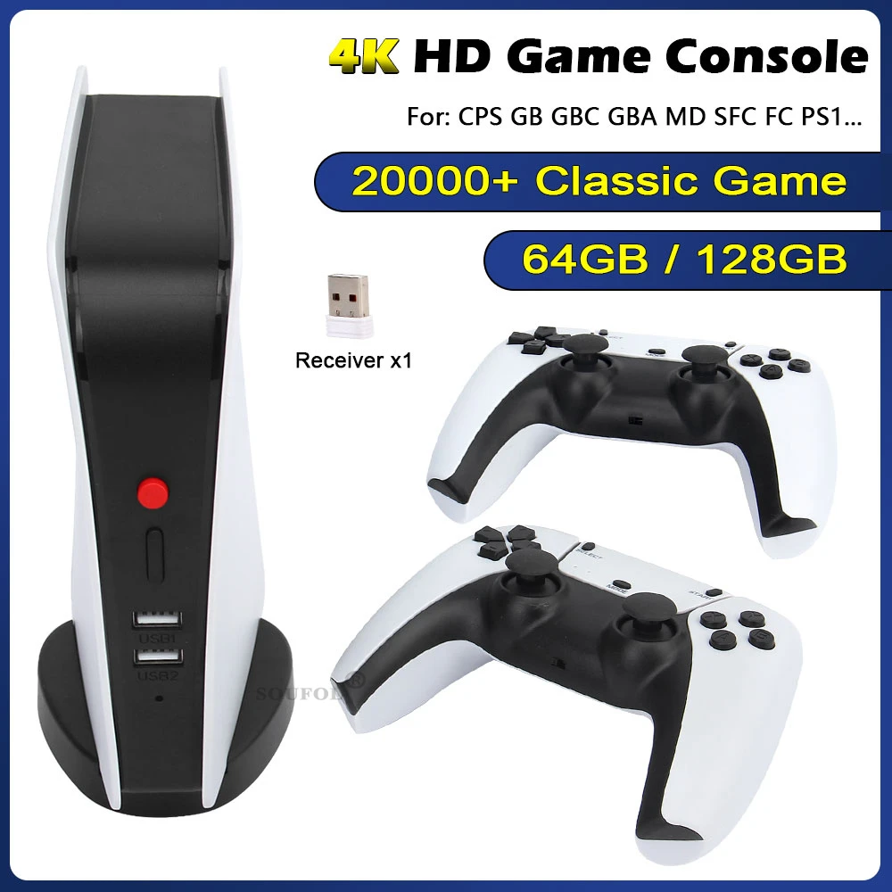 New M5 Retro Game Console 64G/128G with Wireless Gamepads 15000+/20000