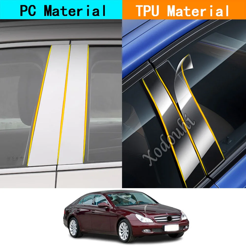 Car Tpu/Glossy Mirror Pillar Post Cover Per Mercedes Benz Cls Class C219 2006 2007 2008 2009 2010 Adesivi Accessori 4 Pezzi