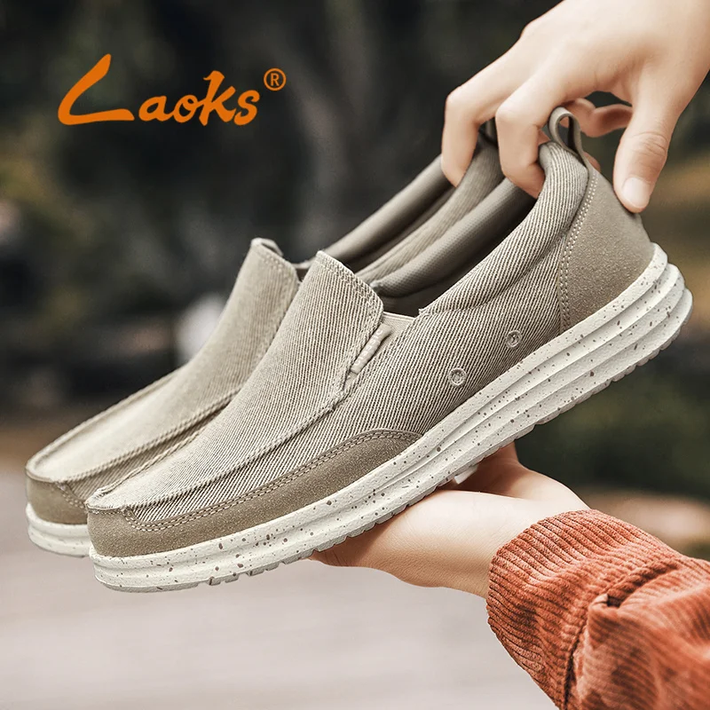 

Laoks Low Top Breathable Shoes Men's Light Lazy Canvas Shoes Spring and Autumn Sports Casual Shoes Outdoor Anti Slip Slip-on Sho