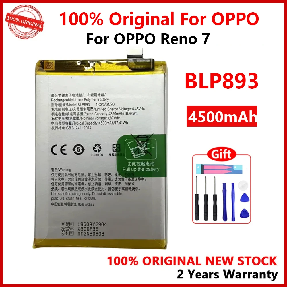 100% New Original BLP893 4500mAh Battery For OPPO Reno7 / RENO 7 Repair Part Replacement Batteries With Gifts