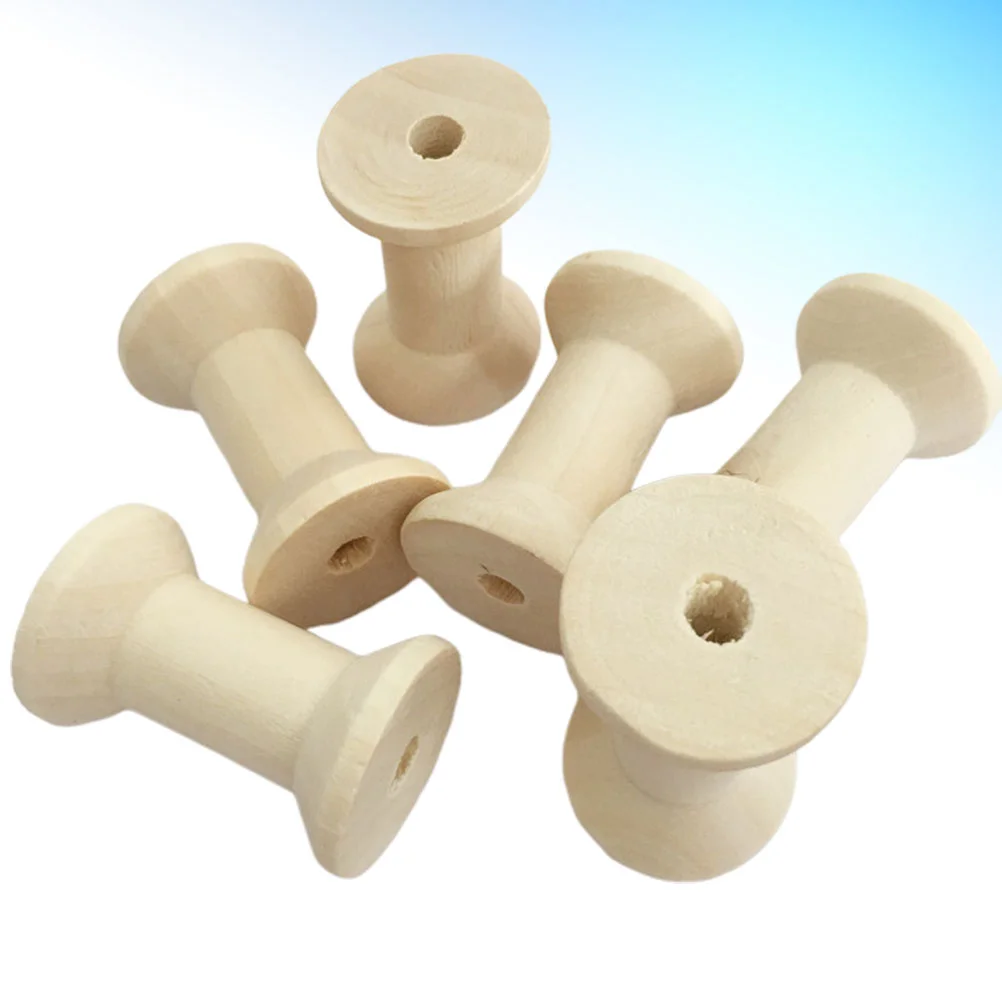 

10 Pcs Craft Spools Sewing Thread Bobbin Wire Clips Wood Wooden Weaving Bobbins