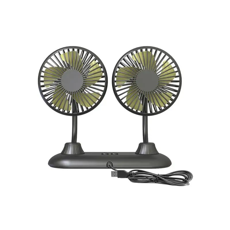 

Car Fan Electric Dual Head Fans 4.5inch Car Fan USB Rechargeable 360 Degree Rotatable Car Fan For Auto SUV Track Dashboard Home