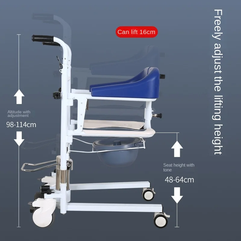 Multifunctional hydraulic lift shift chair the elderly care transfer conveyor cart shifter load 150kg accepte 42cm seat wide