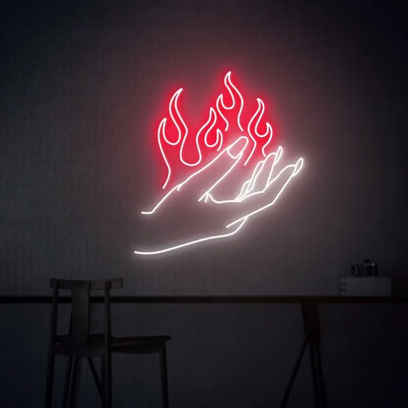 

Hand hold fire Neon sign lights Personalized Custom Neon sign for Bar Wall Decor Wine LED neon sign wine lover art