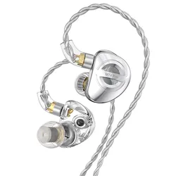 Premium In - Ear Noise - Canceling HiFi Earphones with Dual Dynamic Bass (Silver no mic 3.5)