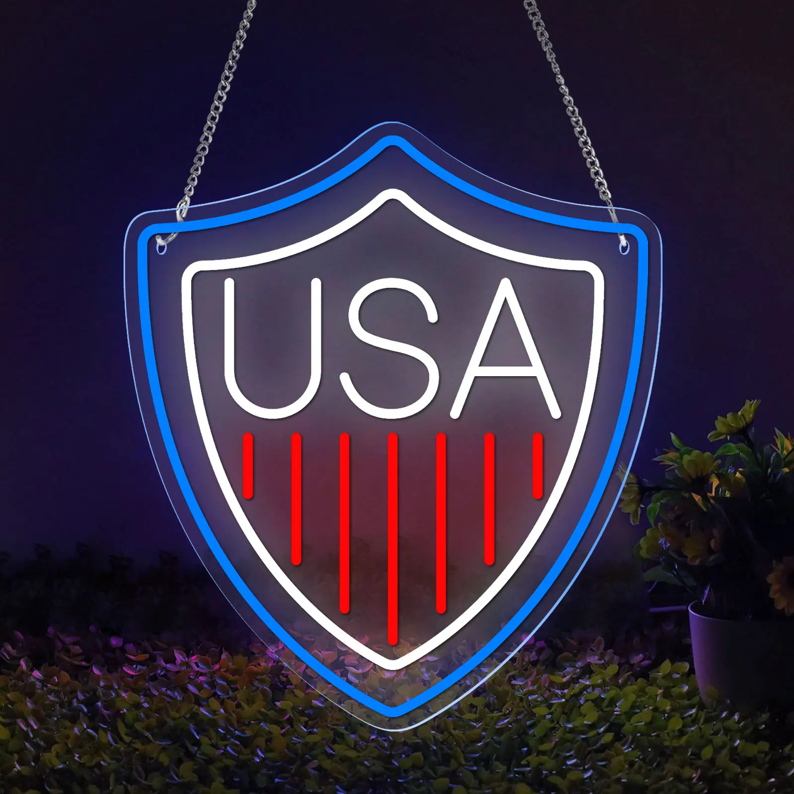 USA Medal LED Neon Sign USB Powered Dimmer Switch Wall Decor Night Light For Room Bar Garage Club Man Cave Independence Day Gift