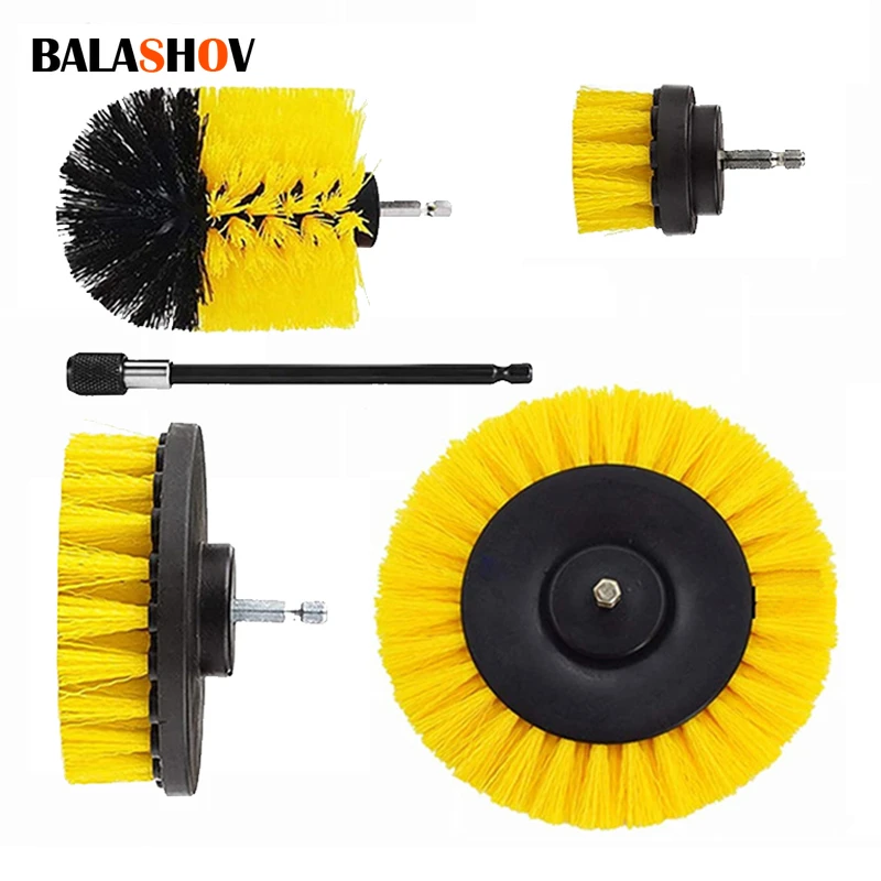 5/3Pcs Set Electric Scrubber Brush Drill Brush Kit Plastic Round