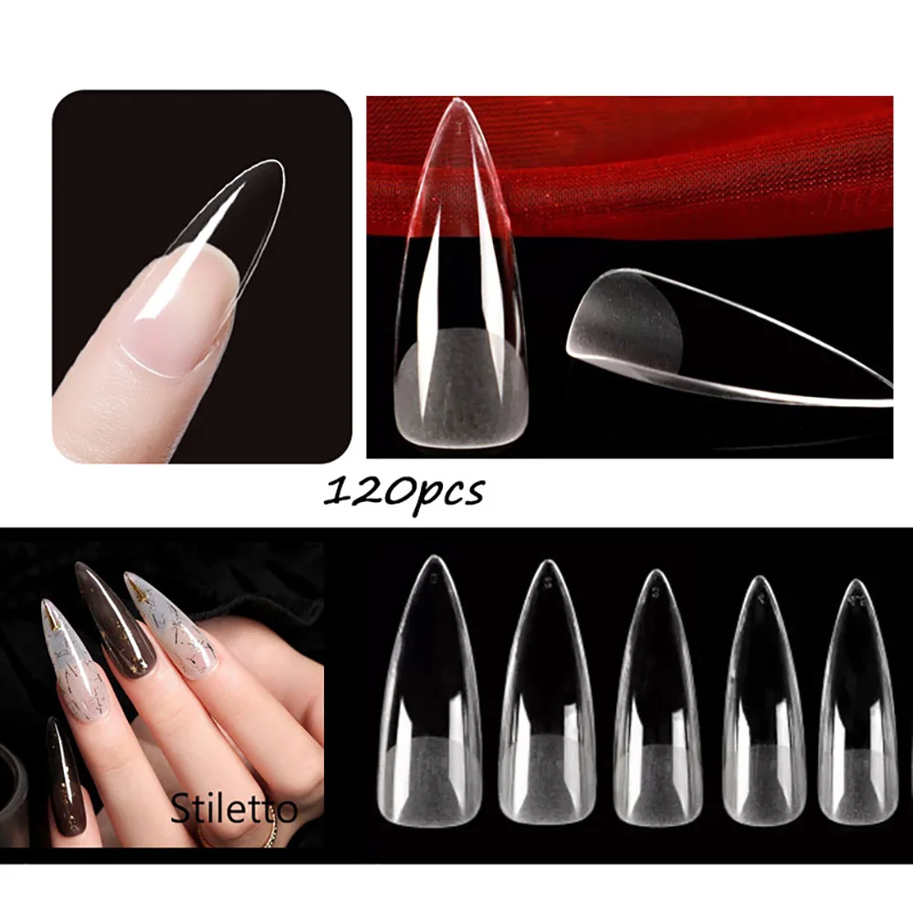 120pcs Short T-shaped Transparent Press-On Nails