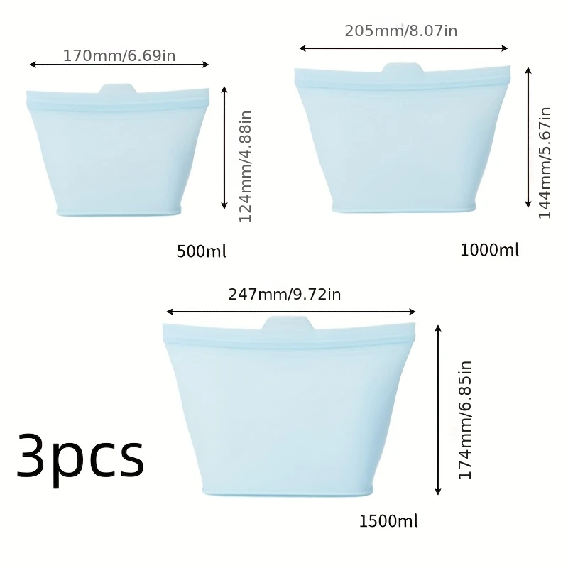 Reusable Food Grade Silicone Leak-Proof Storage Bag