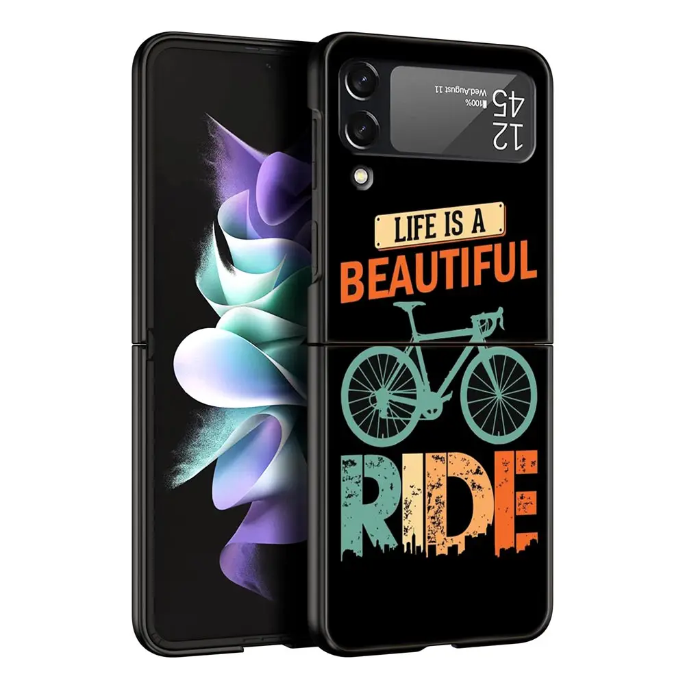Mountain Bike Art Phone Case - Black Hard Folding Cover