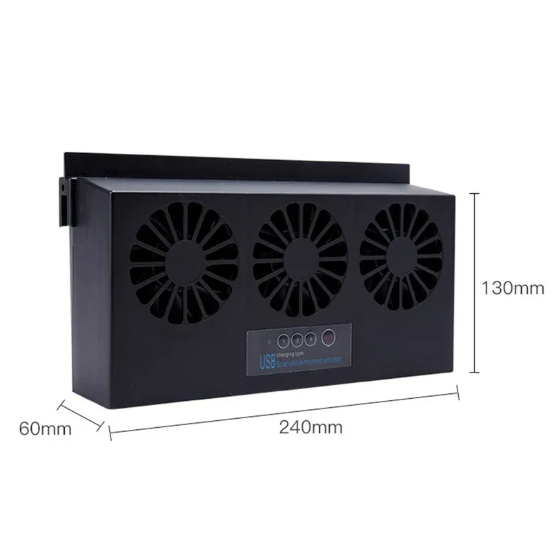 Upgrade USB Charging Solar Powered Fan Car Cooler Front/Rear Window Radiator Exhaust Fan Auto Air Vent Ventilation Radiator
