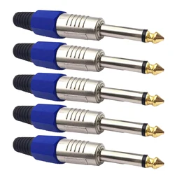 Premium 5 - Piece 6.35mm Guitar Audio Cable Plug Set - Pro - Grade Signal Transmission - Male Insert (Mono)