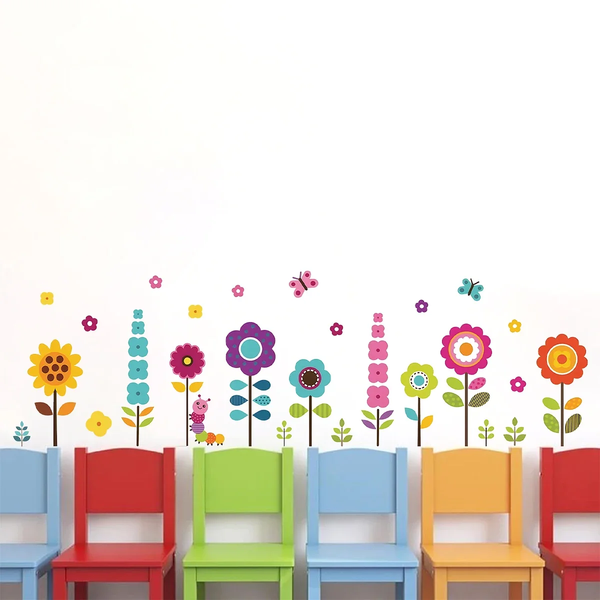 1Pc Cartoon Flower Wall Stickers Kids Room Home Decor