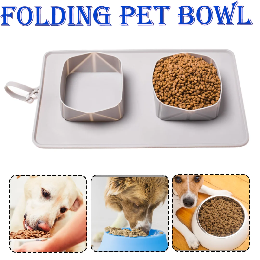 

Pet Cat Bowl Food Folding Mat Silicone Non-Stick Waterproof Dog Food Feeding Bowl Puppy Feeder Tray Water Cushion Placemat