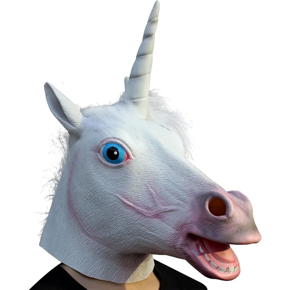 Animal Head Mask Costume Party Unicorn Horse Panda Luminous Head Mask Latex Funny Zoo Prop Full Face Covering Helmet Headgear