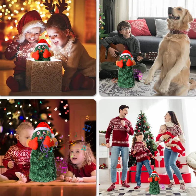 Musical Christmas Tree Electric Plush Toy Dolls Funny Cute Green Electronic Xmas Tree Musical Santa Claus Funny Xmas Decorations · v4
