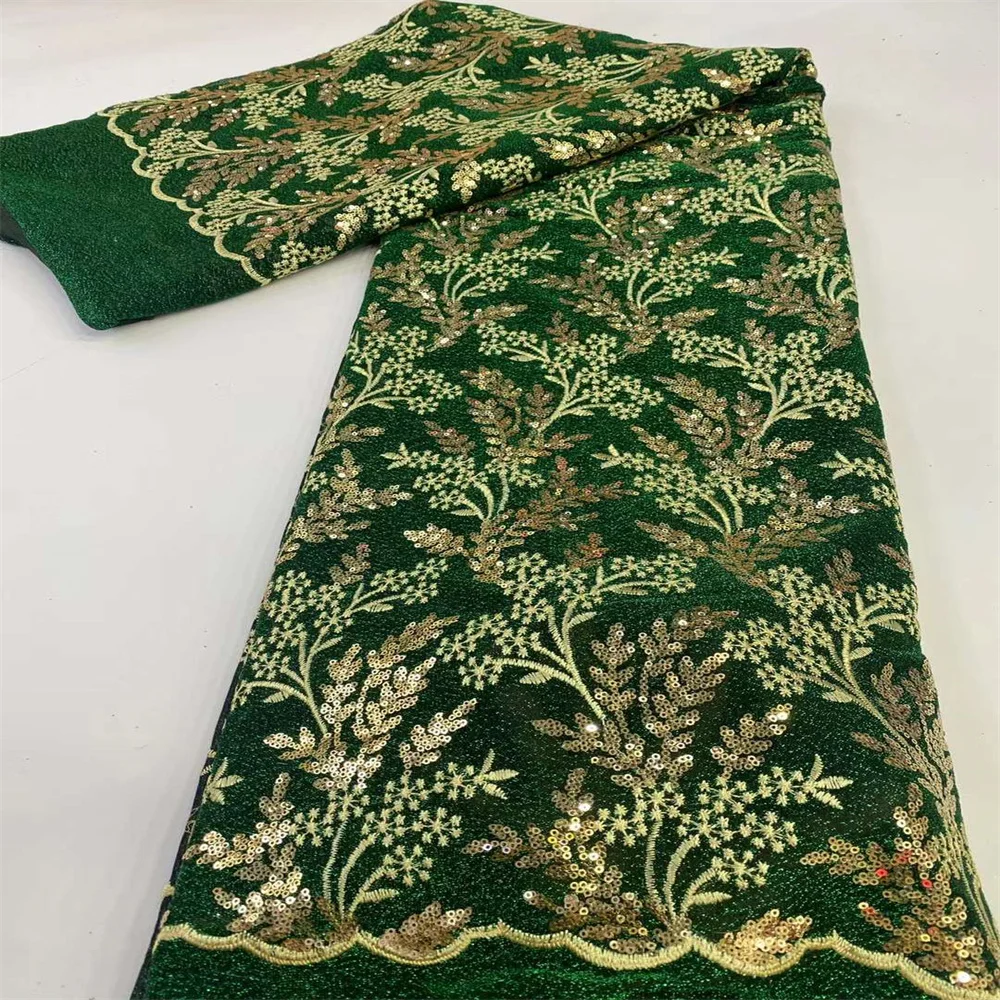 

African Lace Fabric Sequins Embroidery French Tulle Lace Fabric For Party Nigerian Luxury Sequines Lace Fabric Wedding cw-80