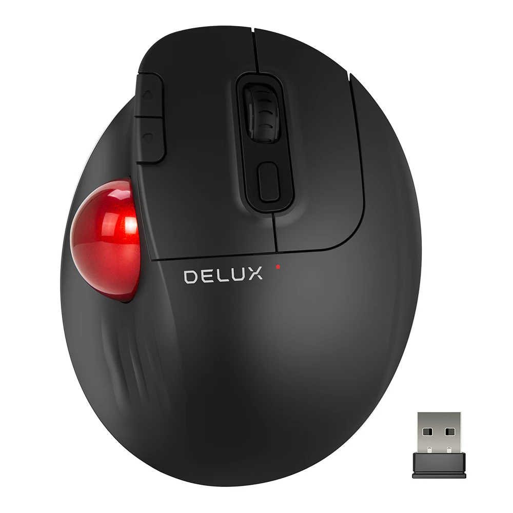 

Delux MT1 Ergonomics Wireless Bluetooth Trackball Mouse 2400 DPI 6 Programmable Buttons Thumb Control Mice For Laptop Tablet PC