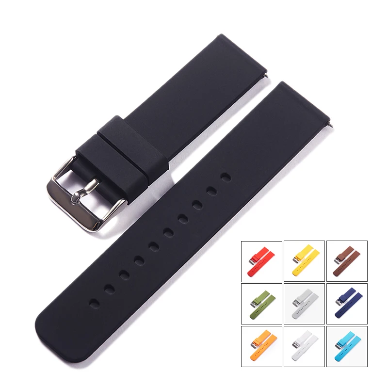 Silicone Strap Quick Release Watch Strap 18mm 20mm 22mm 24mm Waterproof Soft Rubber Smart Watch Band Wrist Bracelet Belts