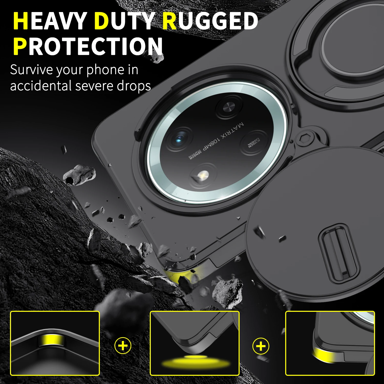 Enhanced Armor Case with Magnetic Bracket and Lens Protection - Shockproof Cover