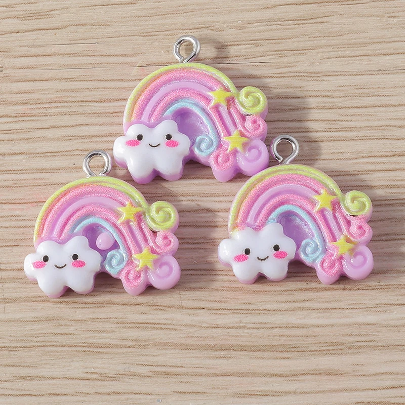 Tusember 15 Stück/Set niedliche bunte Stern-Wolken-Regenbogen-Anhänger für die Schmuckherstellung, Ohrringe, Halsketten, Anhänger, handgefertigtes Zubehör – Detail 11