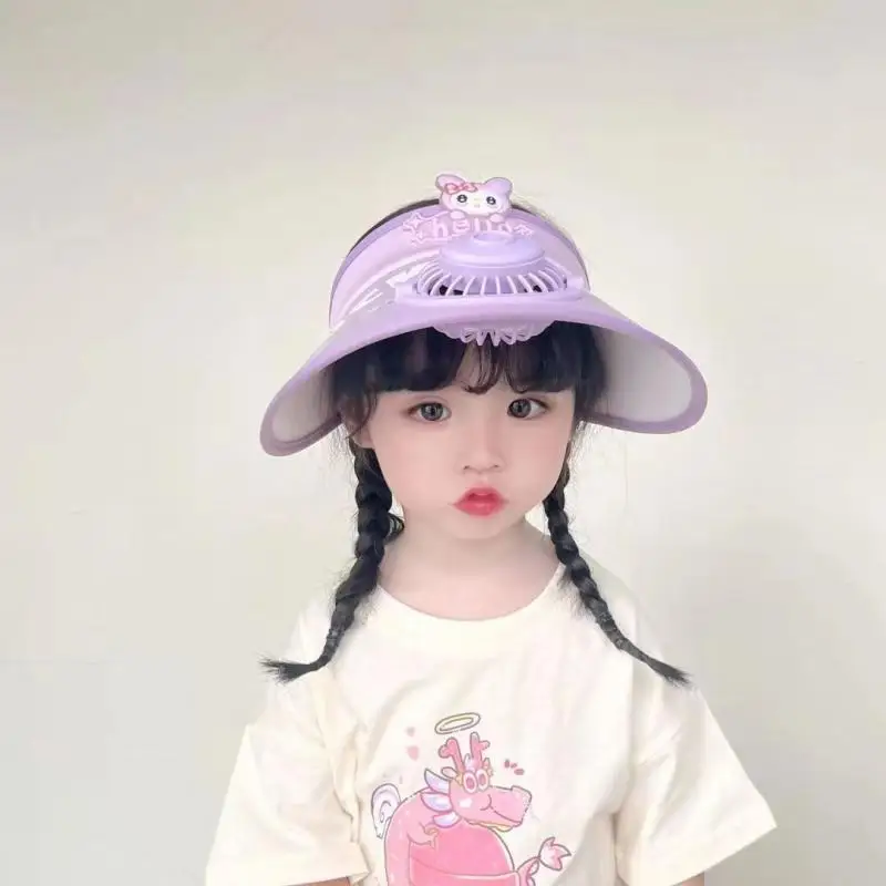 

My Melody Kuromi Anime Kawaii Sanrio Children Sun Hat Cute Pochacco Ins Boys Girls Usb Fan Adjustable Beach Cap Gifts for Kids