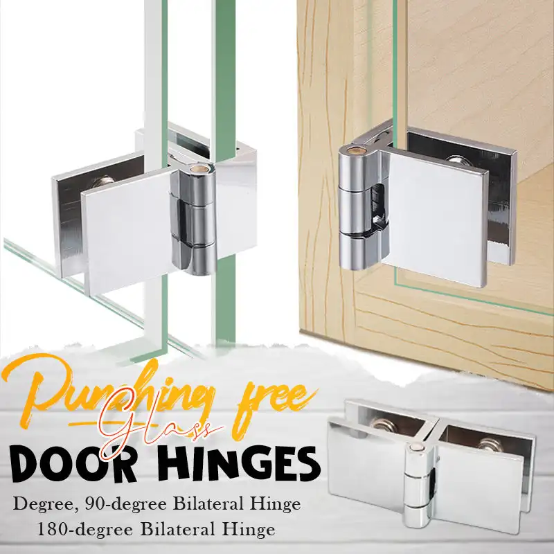 Glass Door Hinges 90/180 Degree Bilateral Clip Home Easy Install Glass