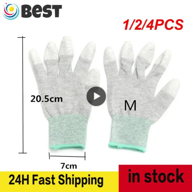 

1/2/4 шт. антистатические перчатки, электронные рабочие перчатки, бытовые вязаные перчатки для чистки, не скользящие износостойкие промышленные