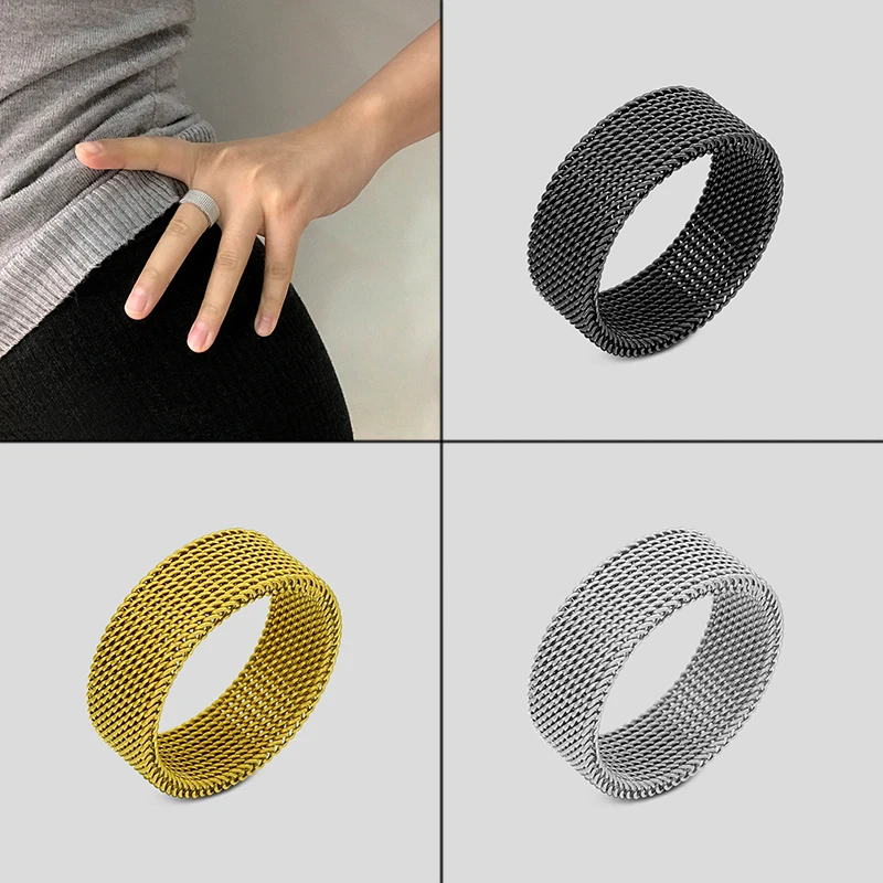 Shuangshuo New Creative Geometric Weaving Wide Ring Per Le Donne Punk Fashion Twist Weaving Joint Ring Party Wedding Gift