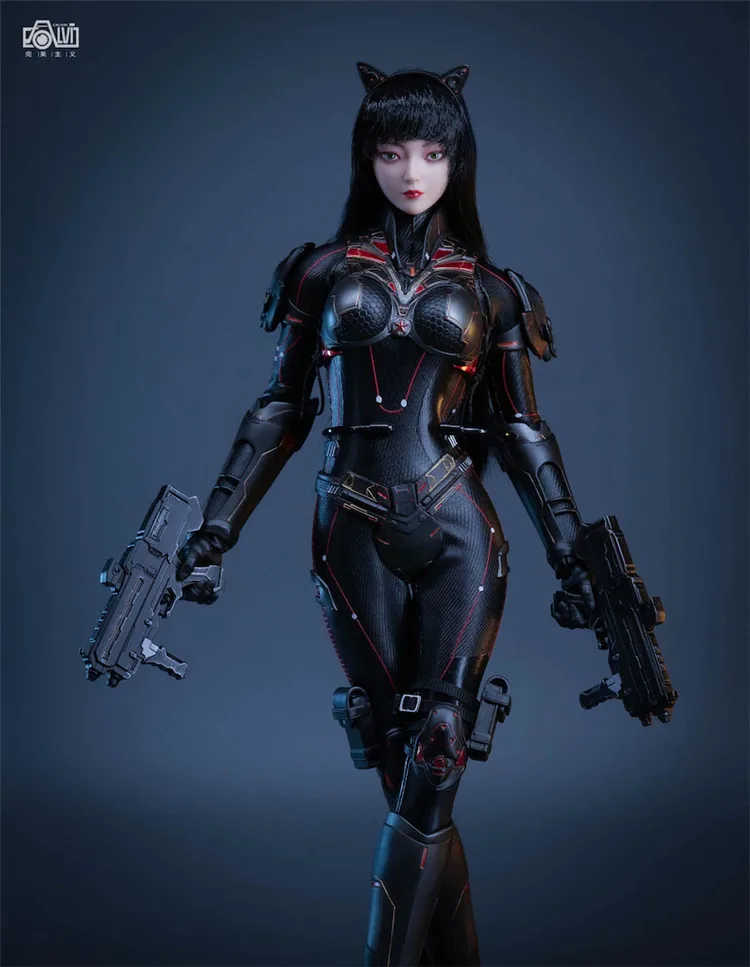 재고 있음 CS-007 1/6 아머 에디션 여우 소녀 모바일 시뮬레이션 여우 꼬리 12인치 풀세트 수집용 여성 액션 피규어 모델 장난감